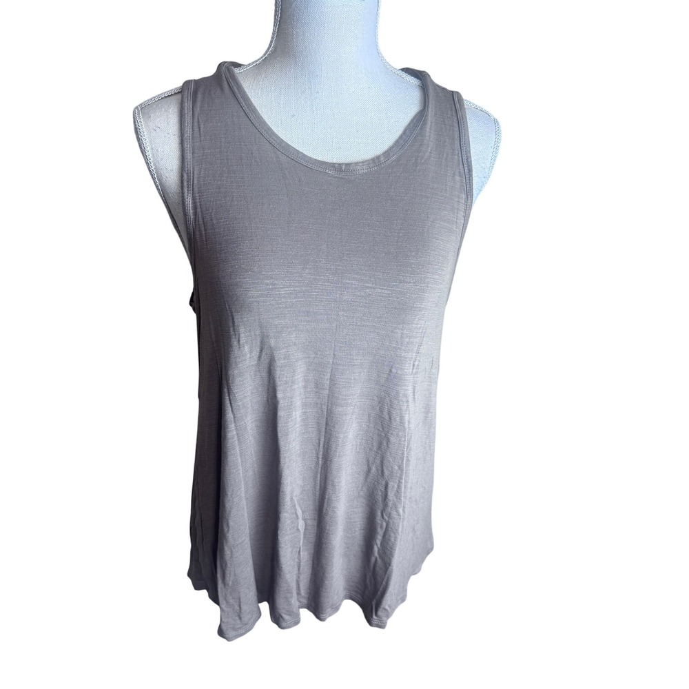 Old Navy Luxe High‎ Neck Tank Top Sediment Taupe Slub Knit Sleeveless Medium